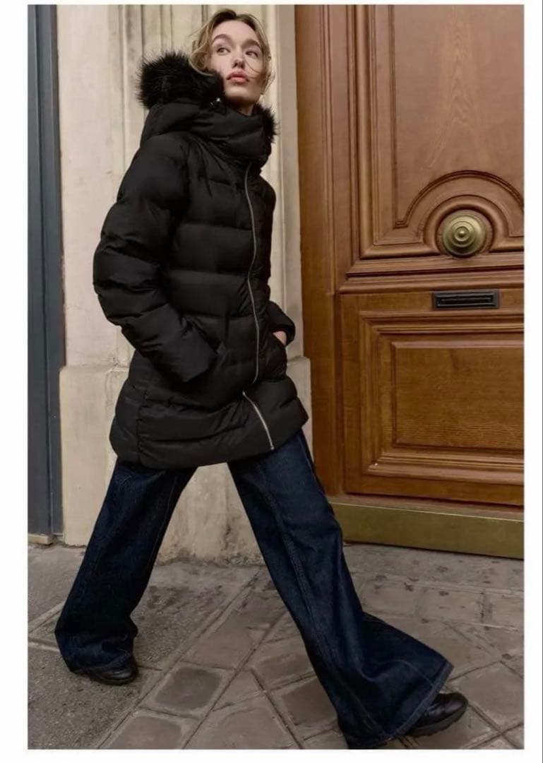 ZARA 撥水ウィンドブレーカーフード付きダウンジャケットL