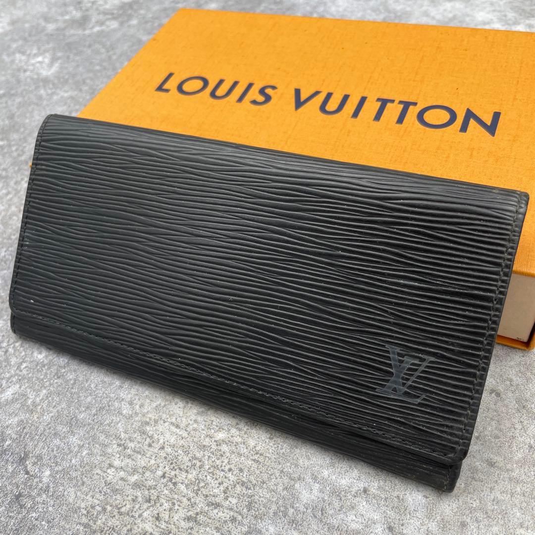 【微美品】ルイヴィトン　長財布　折り財布　エピ　ノワール　黒　ブラック