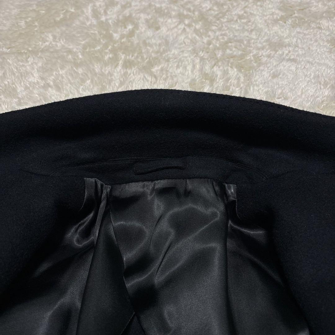 極美品 ラルディーニ チェスターコート ブートニエール ブラック ウール 46