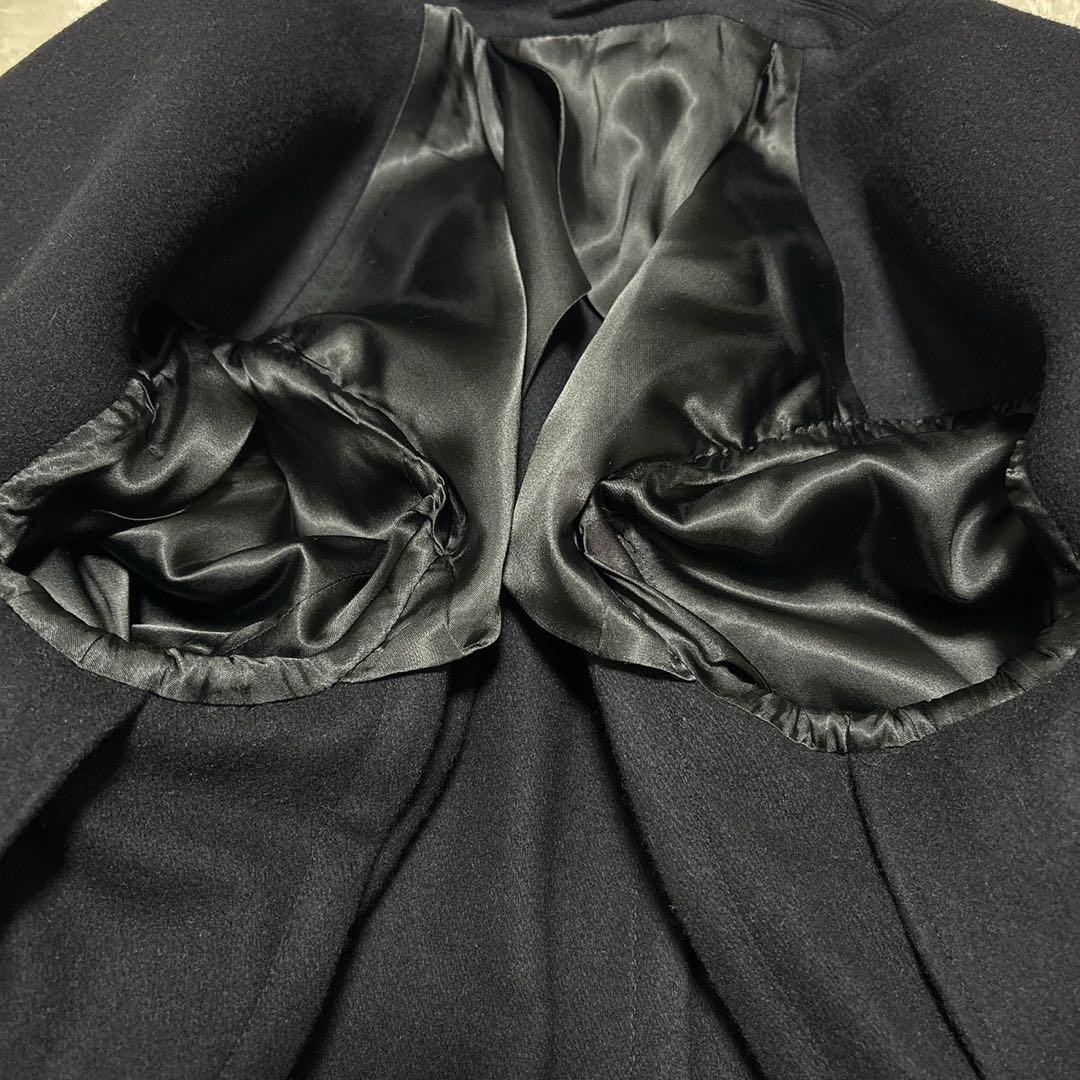 極美品 ラルディーニ チェスターコート ブートニエール ブラック ウール 46