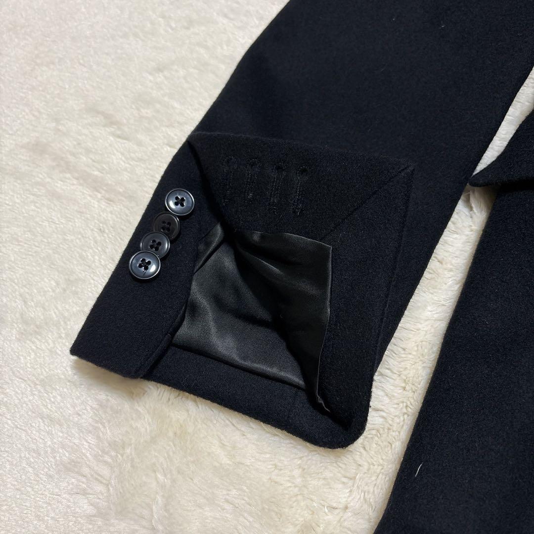極美品 ラルディーニ チェスターコート ブートニエール ブラック ウール 46