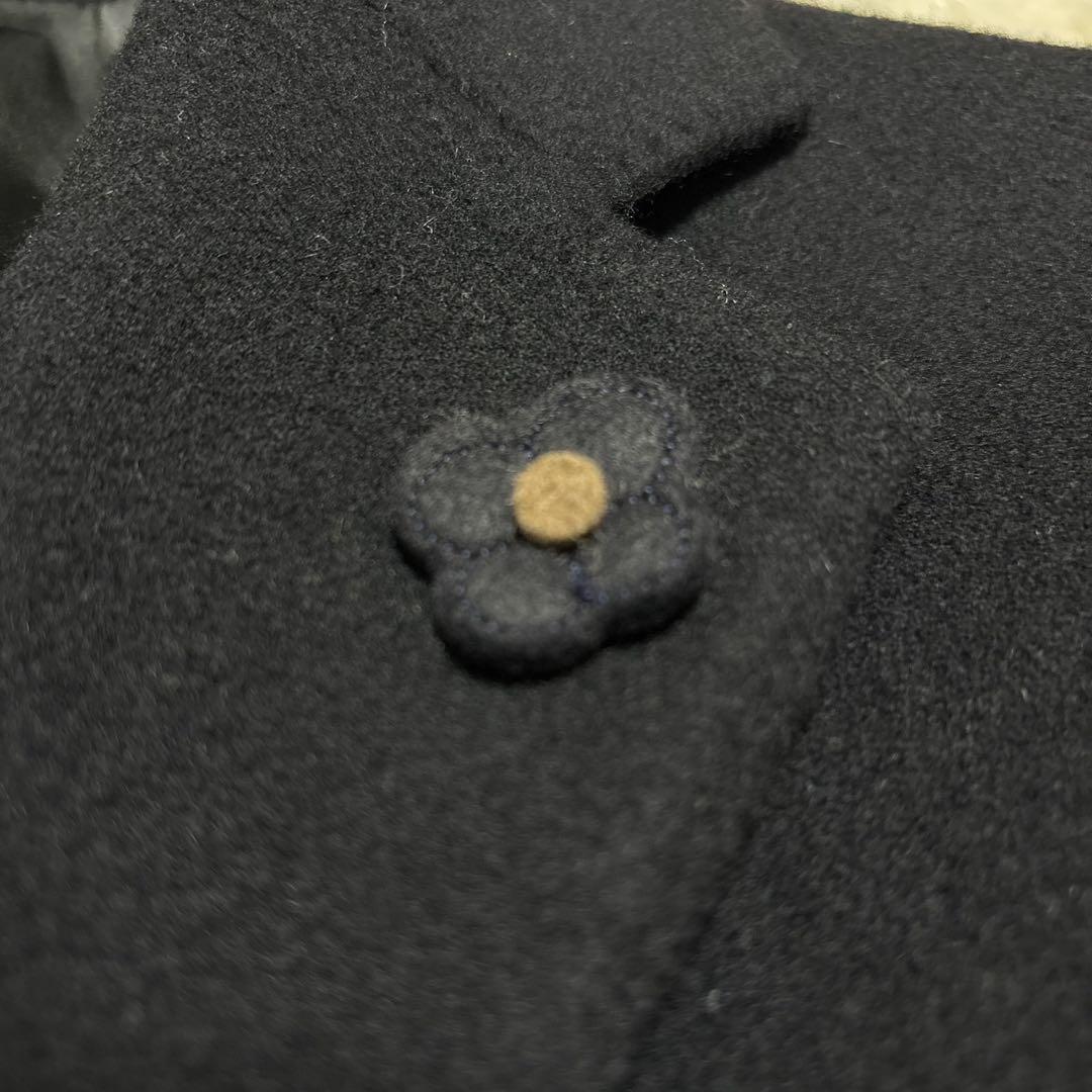 極美品 ラルディーニ チェスターコート ブートニエール ブラック ウール 46