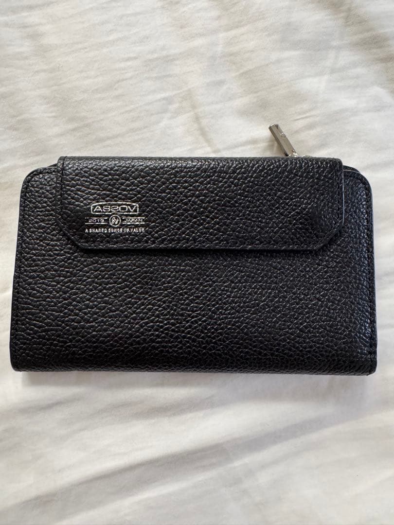 美品　AS2OV 黒 レザー 二つ折り財布 収納袋付き