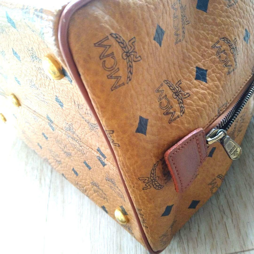 MCM ブラウンレザー ボストンバッグ 055710