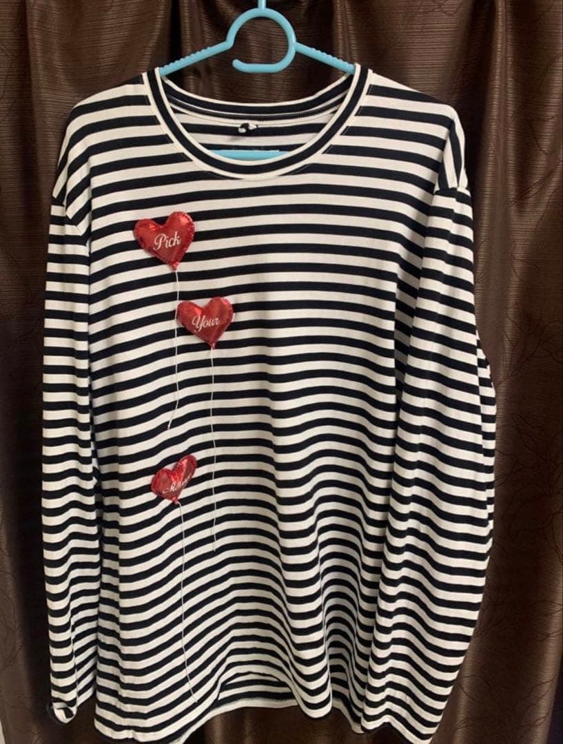 doublet ストライプ ハートプリント 長袖カットソー