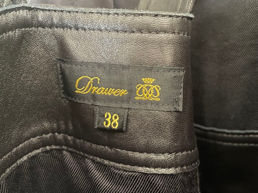 美品 drawer 上質レザー サロペット ジャンパー スカート 38 レア