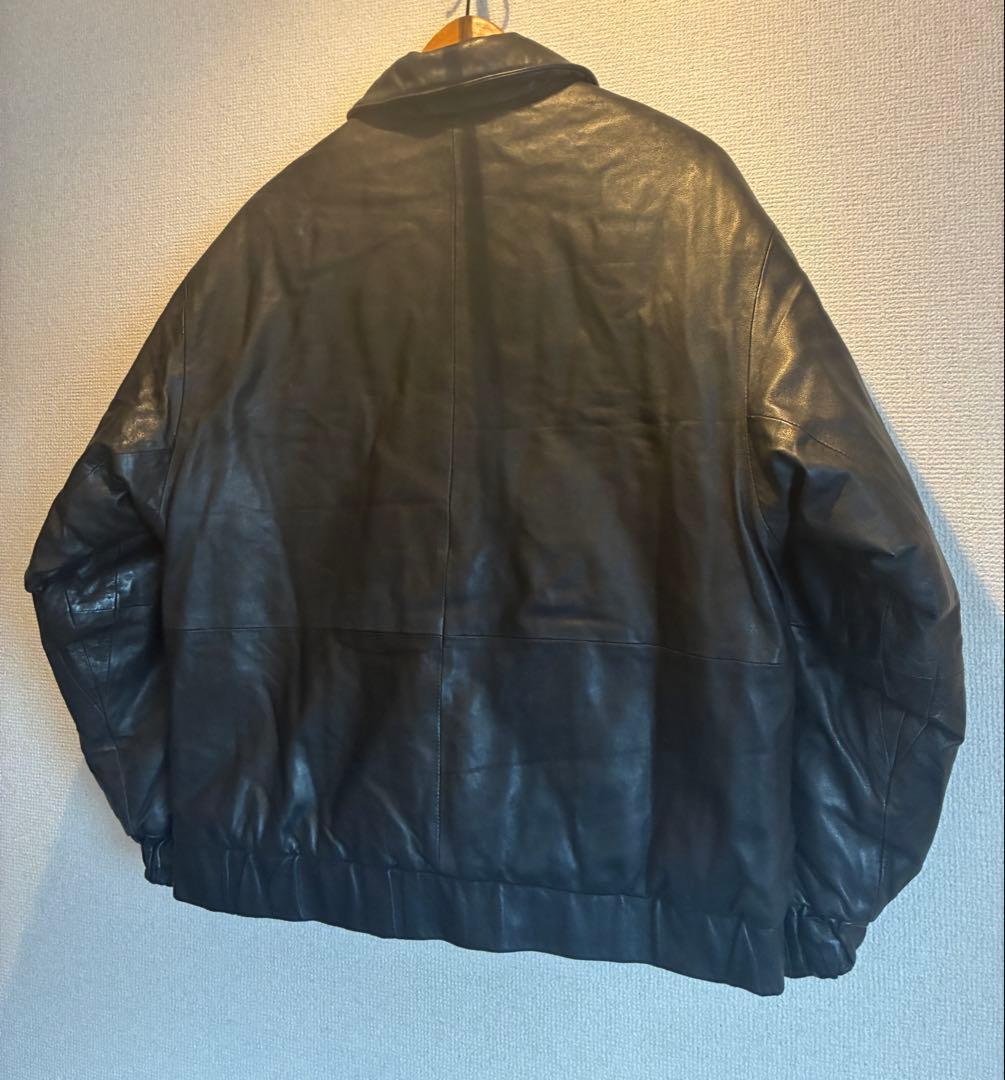 90s Eddie Bauerレザーダウンジャケット WOMEN'S Mブラック