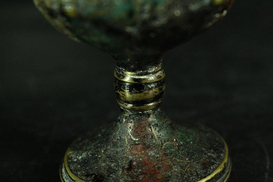 中国美術 唐物 捻紋 七宝 蓋置 書付(K-A823)