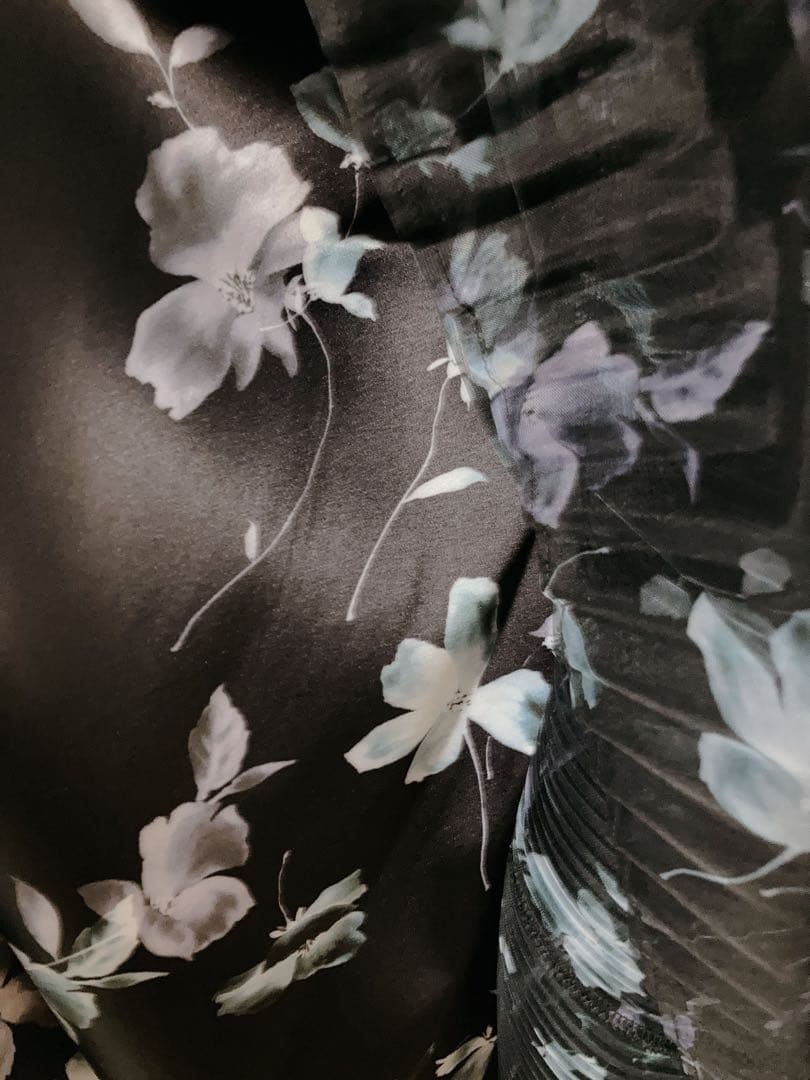 【新品】FRAY I.D シアーフラワープリーツワンピース BLK 1