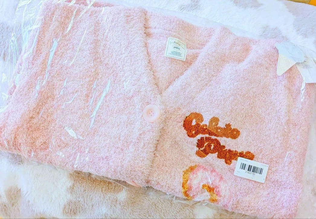 ジェラートピケ　ドーナツジャガードカーディガンピンク ボタン付き Fサイズ