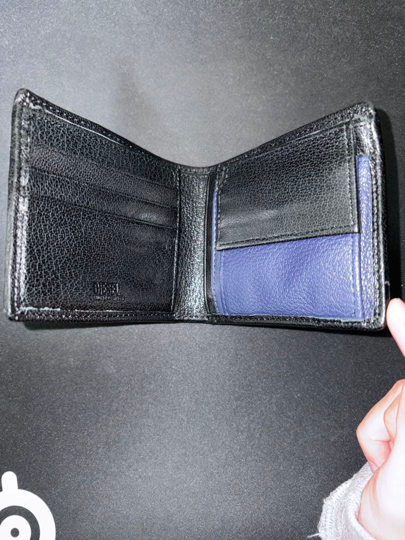 【良品】DIESEL ディーゼル 黒 レザー 二つ折り財布