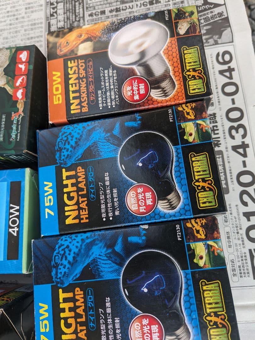爬虫類飼育セット　まとめ売り　UVランプ　温度計　エキゾテラ　　ヒートグロー