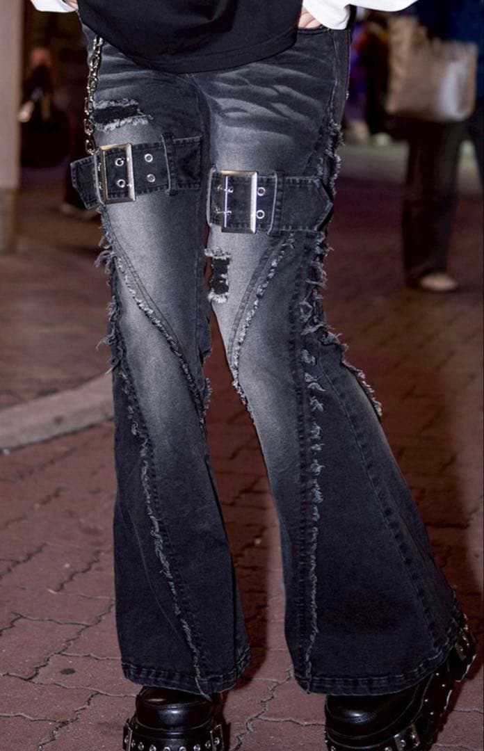 REFLEM デニムフレアパンツ　L 黒