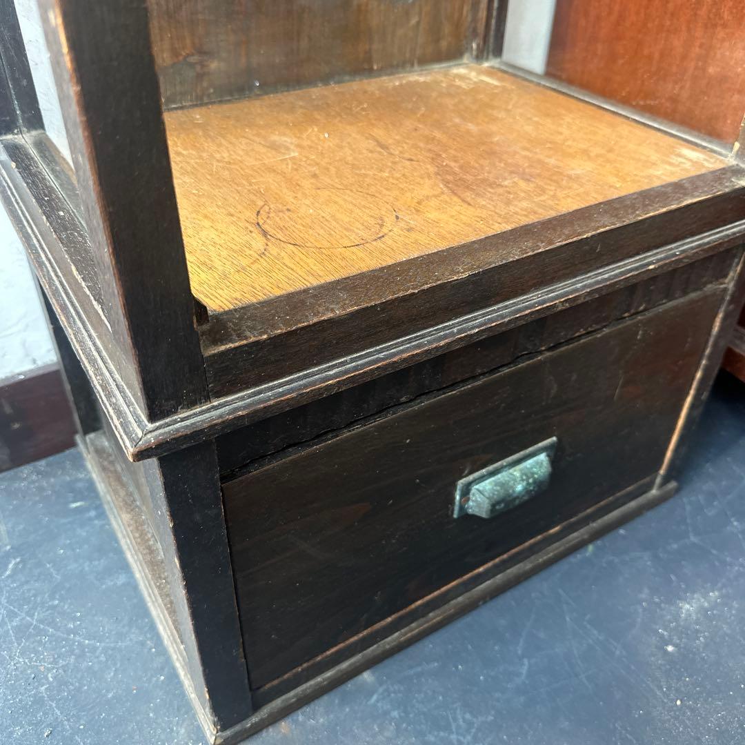 ◾️引き取り限定◾️ヴィンテージ　木製ガラスケース 引き出し付き