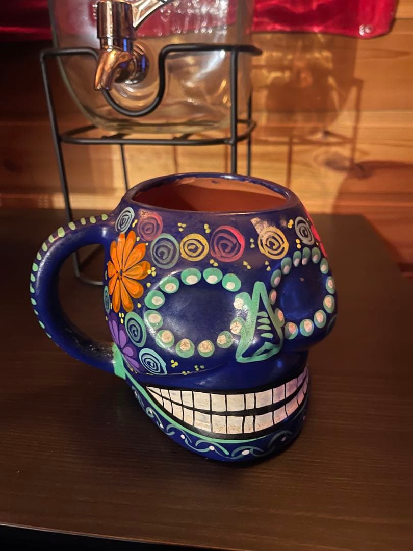 本場物！メキシコで買ったスカルのマグカップ陶器！文房具立てや小物入れにも！