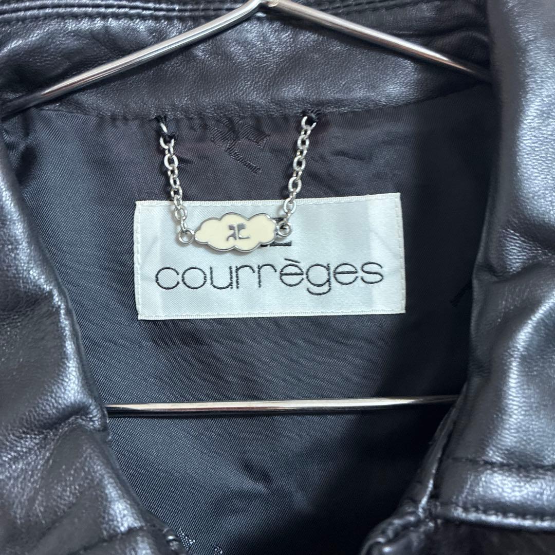 courrèges ブラックレザージャケット　ミンク