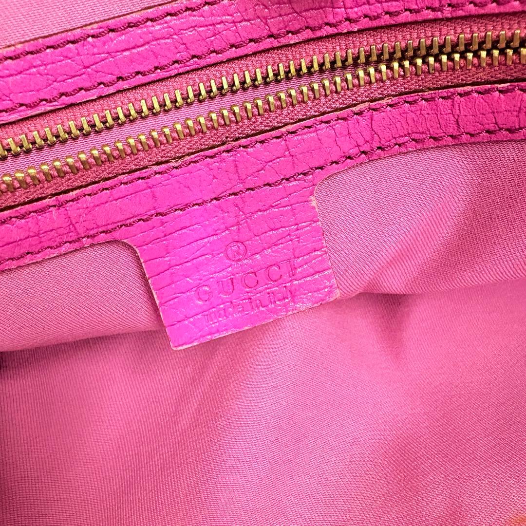 GUCCI グッチ GGキャンバス トートバッグ ハンドバッグ ピンク レザー