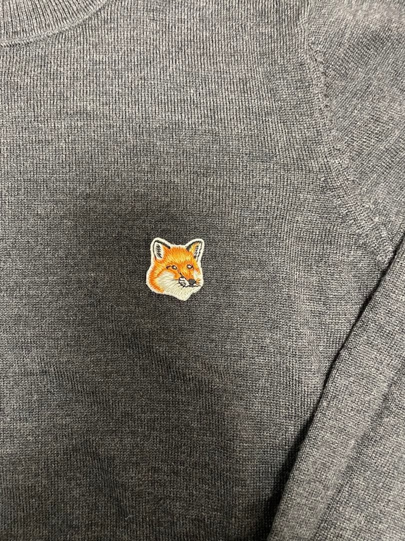 MAISON KITSUNE ウールニット グレー 刺繍 XS