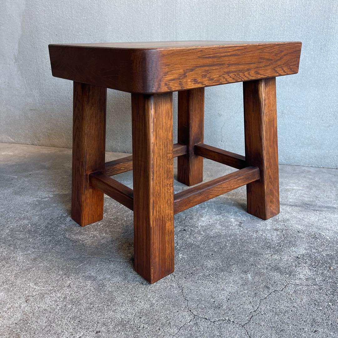 美品　イタリア　木製スツール　オーク材　子供椅子　花台　踏み台　ビンテージ