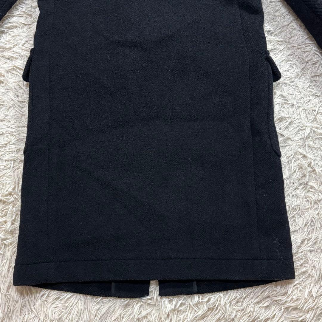 HYKE ハイク　ダッフルコート ヘリンボーン　白トグル　ブラック　サイズ2