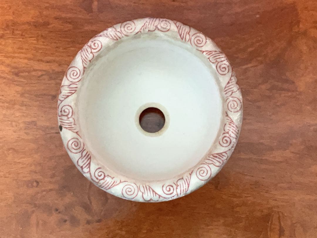 九谷雄岳　希少　赤絵山水図　九谷焼　ミニ盆栽鉢　盆栽鉢　盆栽小鉢　鉢　盆栽