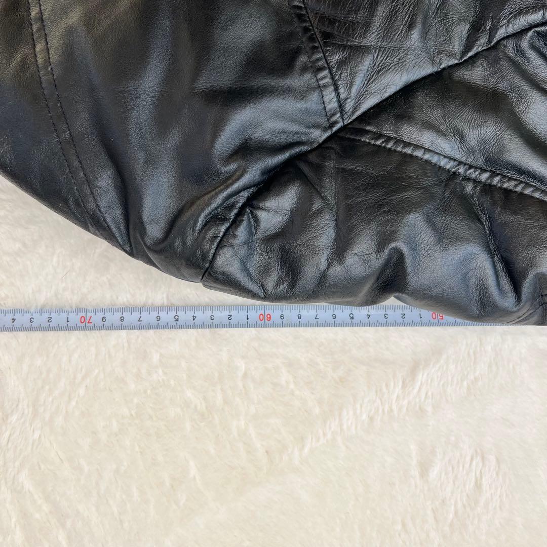 良品 ✨シープスキン　羊革 V字キルト レザーダウンジャケット LL 本革 希少