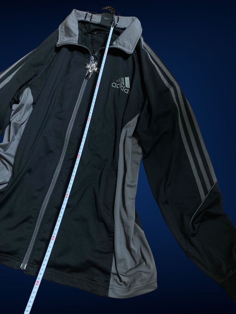 レアデザインadidasビック刺繍ロゴトラック3本線y2kフェアリーグランジ古着