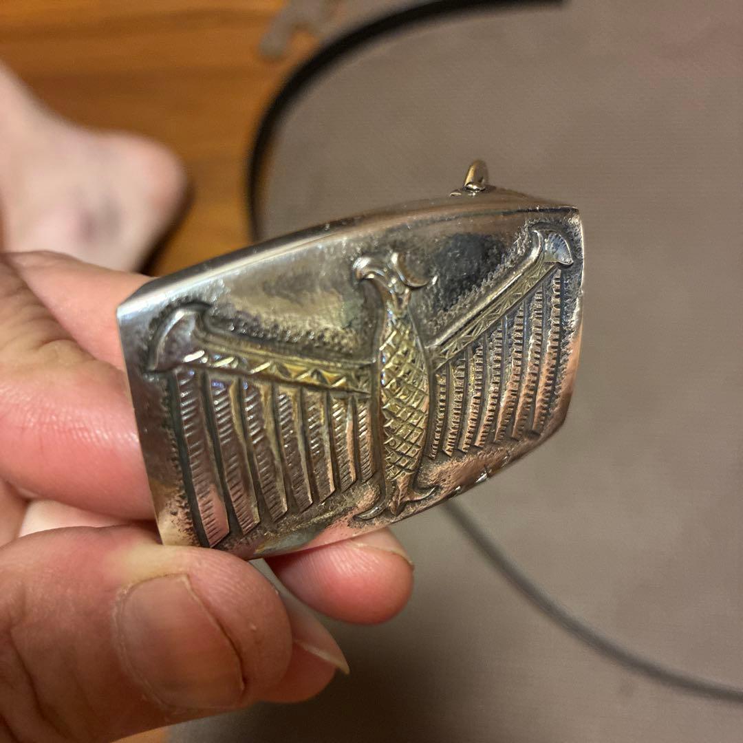 鷲デザインのレザーベルト　シルバー銀製950