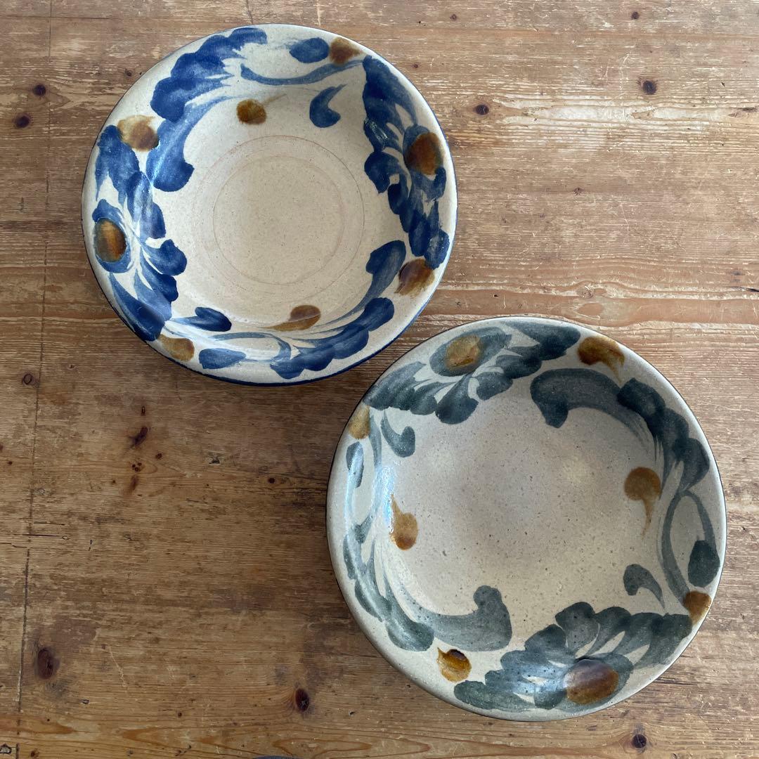 やちむん　大皿2枚セット 読谷　ハクトヤ　mofgmona フクギドウ