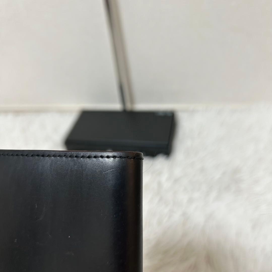 【美品✨コードバン/光沢】ガンゾ　二つ折り財布　ブラック　本革　札入れ　人気商品