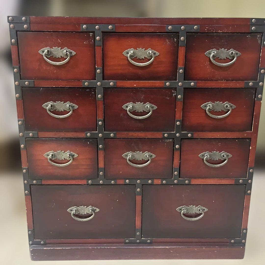 民芸調風家具 タンス　棚　民芸調多引出チェスト