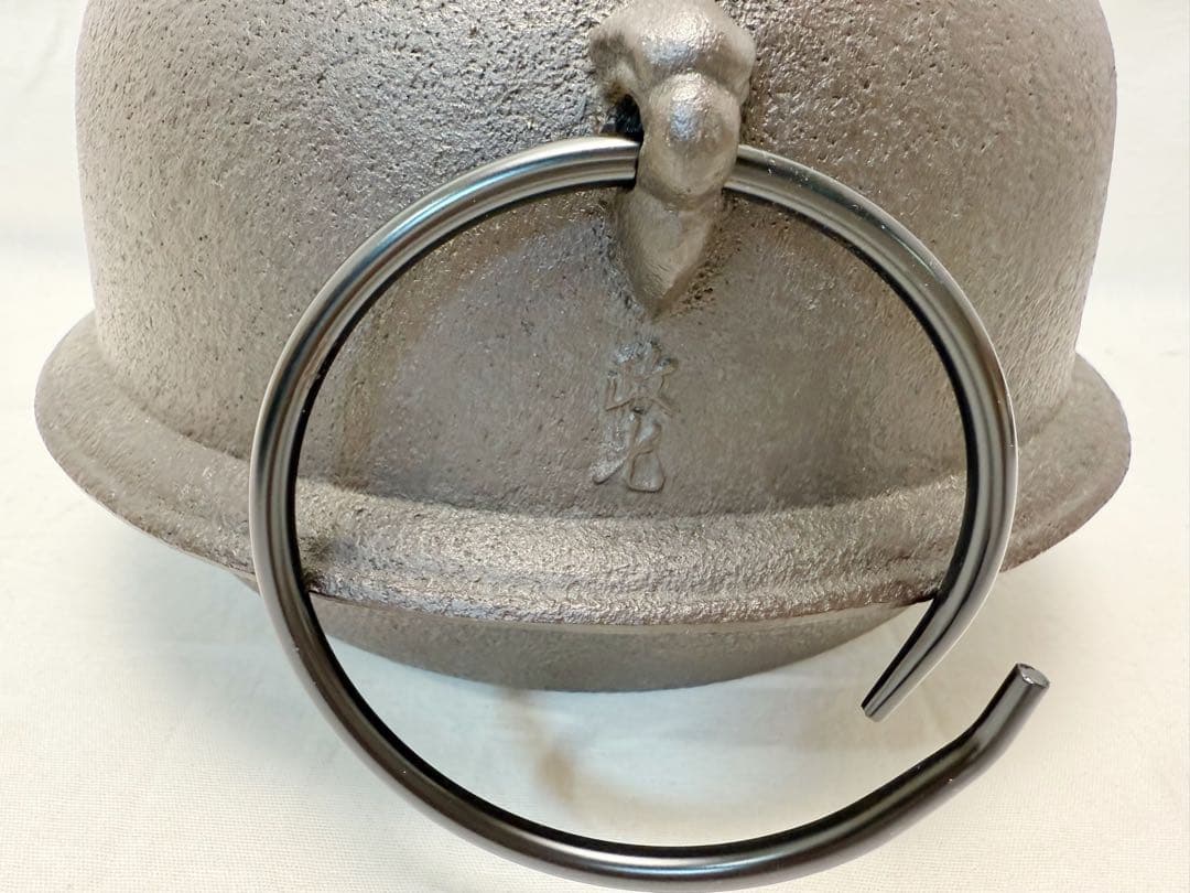 未使用 茶道具 唐銅鬼面風炉 釜師 菊地政光造 平丸釜添 野々田電熱器 釜印敷板