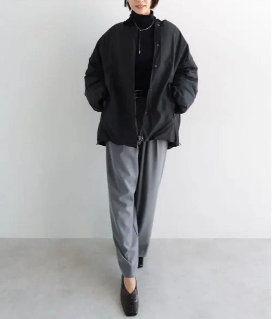 ノーカラーサイドジップダウンジャケット evernevy