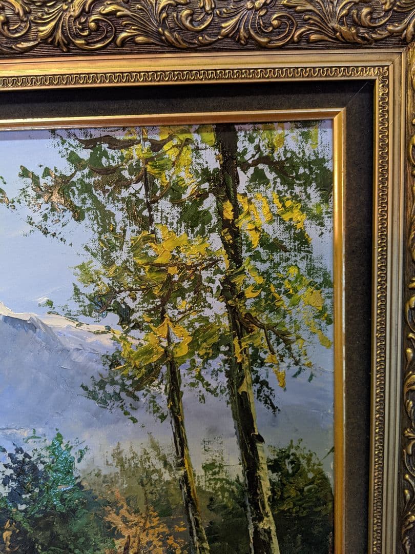 セール・美しい大自然・上高地風景画・油絵・肉筆・Ｆ２０号・三浦マリア画・二科会