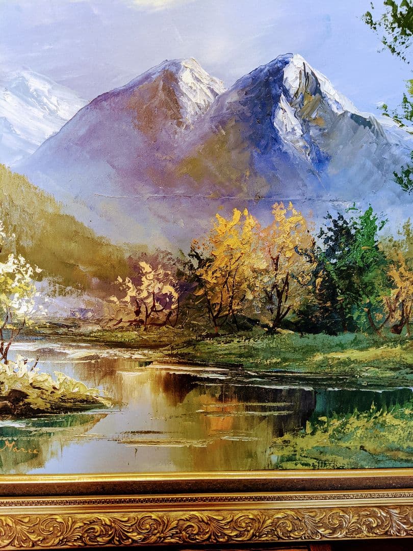 セール・美しい大自然・上高地風景画・油絵・肉筆・Ｆ２０号・三浦マリア画・二科会