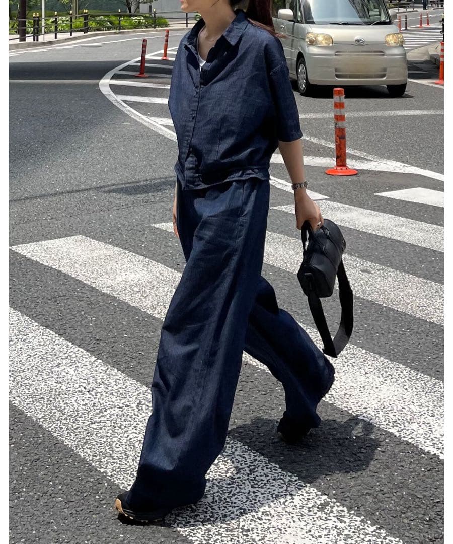 【新品未使用】FASHIRU half sleeve denim setup