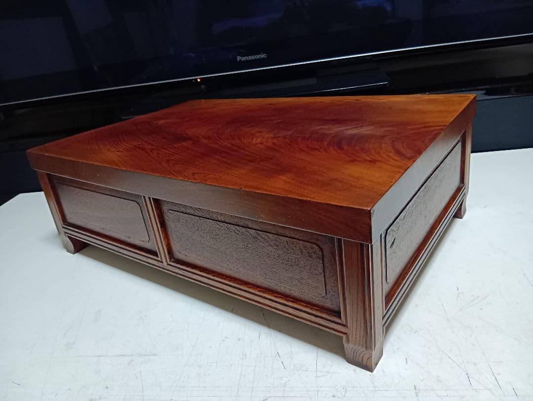 希少　明治期　欅　一枚板　からくり細工　引き出し付き　飾り台　サイドボード