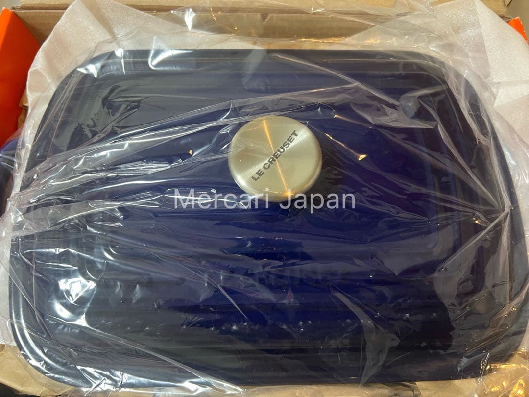 ルクルーゼ ココット レクタンギュラー インディゴブルー 29cm