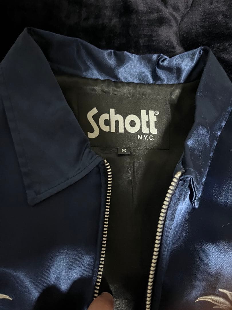 Schott スカジャン M サイズ　ネイビー