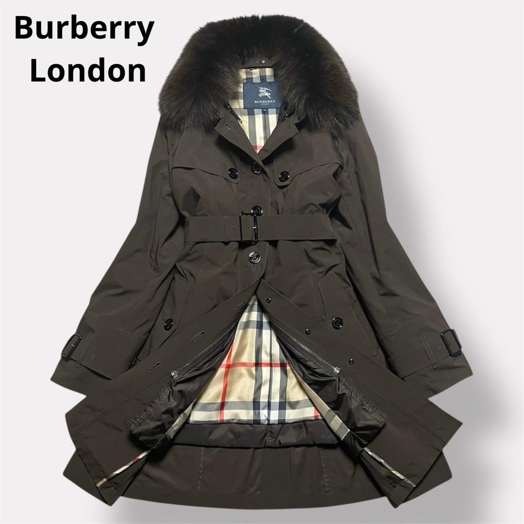 希少✨バーバリーロンドン 46 ファー付きトレンチコート メガチェック 5way