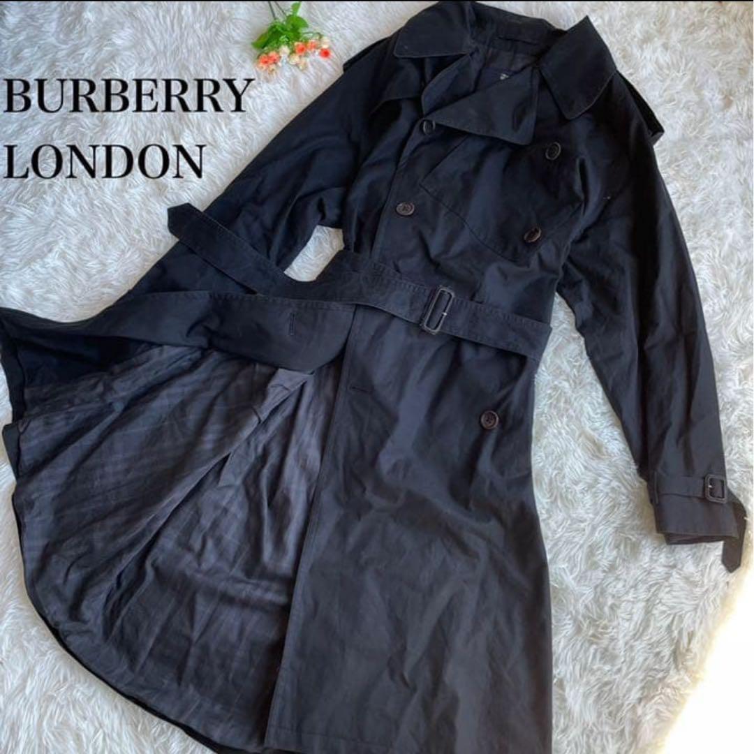 【正規品】BURBERRY ブラック トレンチコート ノバチェック柄 美良品