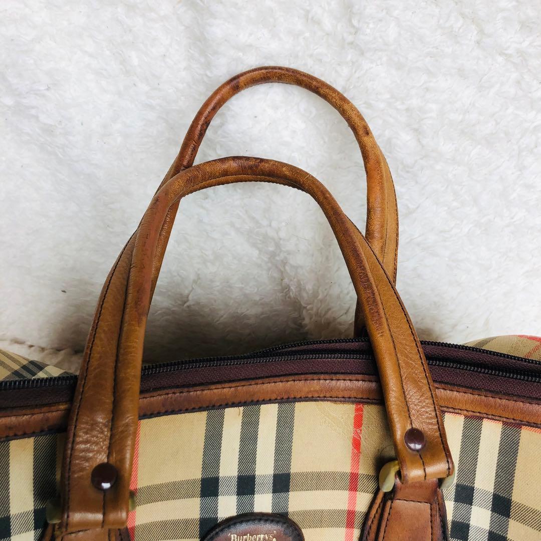 バーバリー ノバチェック柄 ミニボストンバッグ ハンドバッグ シャドーホース