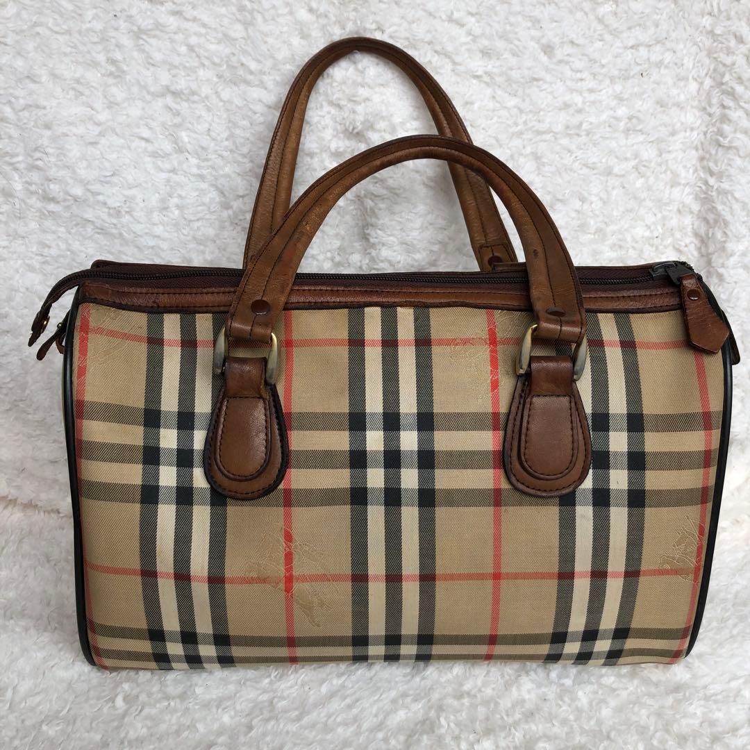 バーバリー ノバチェック柄 ミニボストンバッグ ハンドバッグ シャドーホース