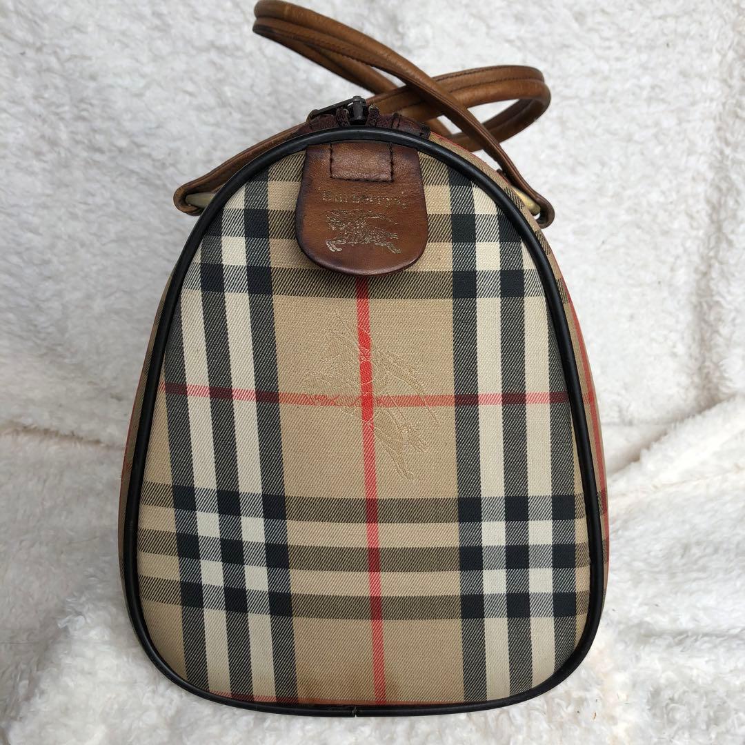 バーバリー ノバチェック柄 ミニボストンバッグ ハンドバッグ シャドーホース