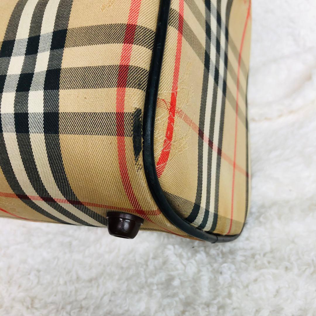 バーバリー ノバチェック柄 ミニボストンバッグ ハンドバッグ シャドーホース
