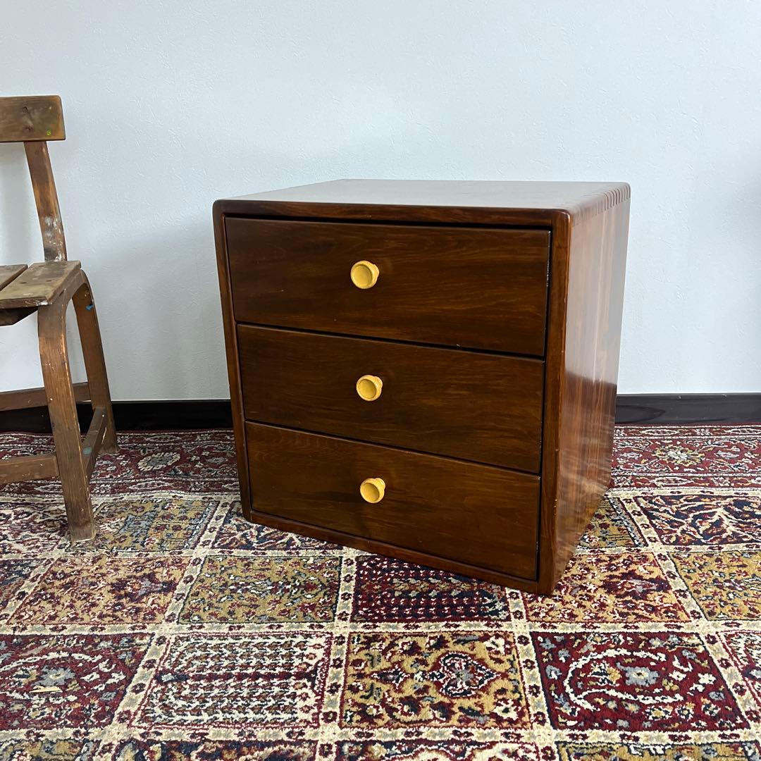 古家具 大きめのサイズ◼︎深谷木工 引き出し3杯 整理棚 収納棚 木製家具