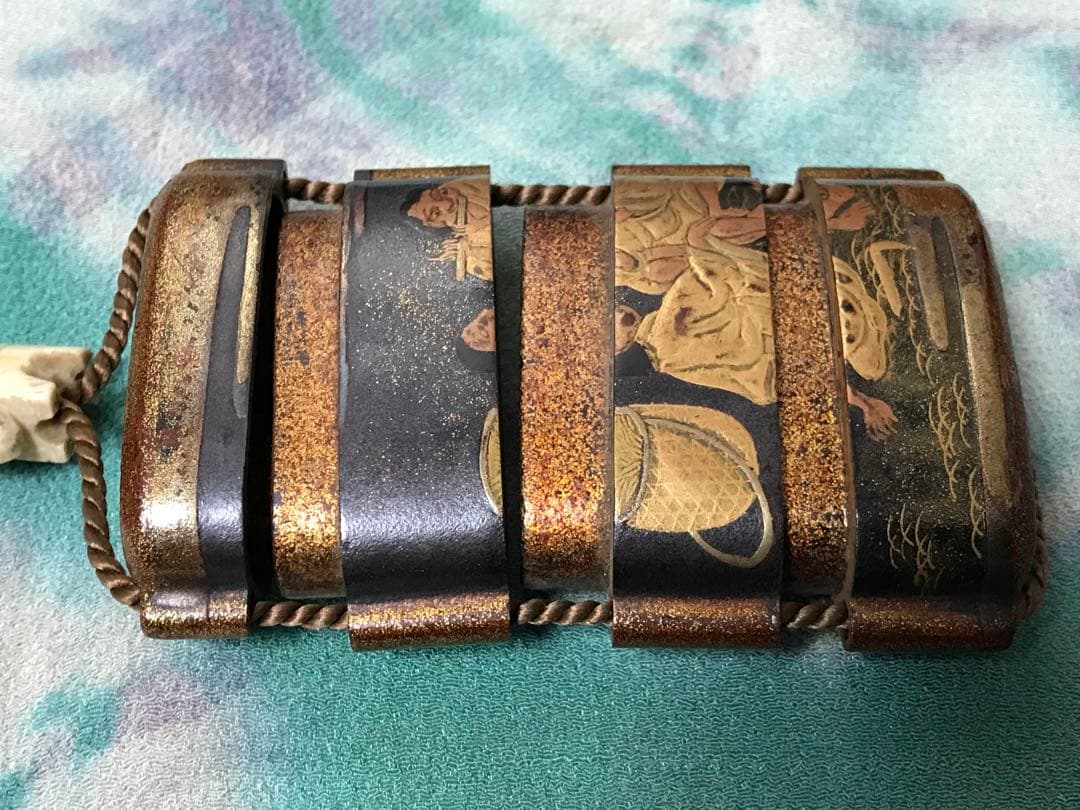 根付　牛と農夫の図　蒔絵印籠　江戸時代中期