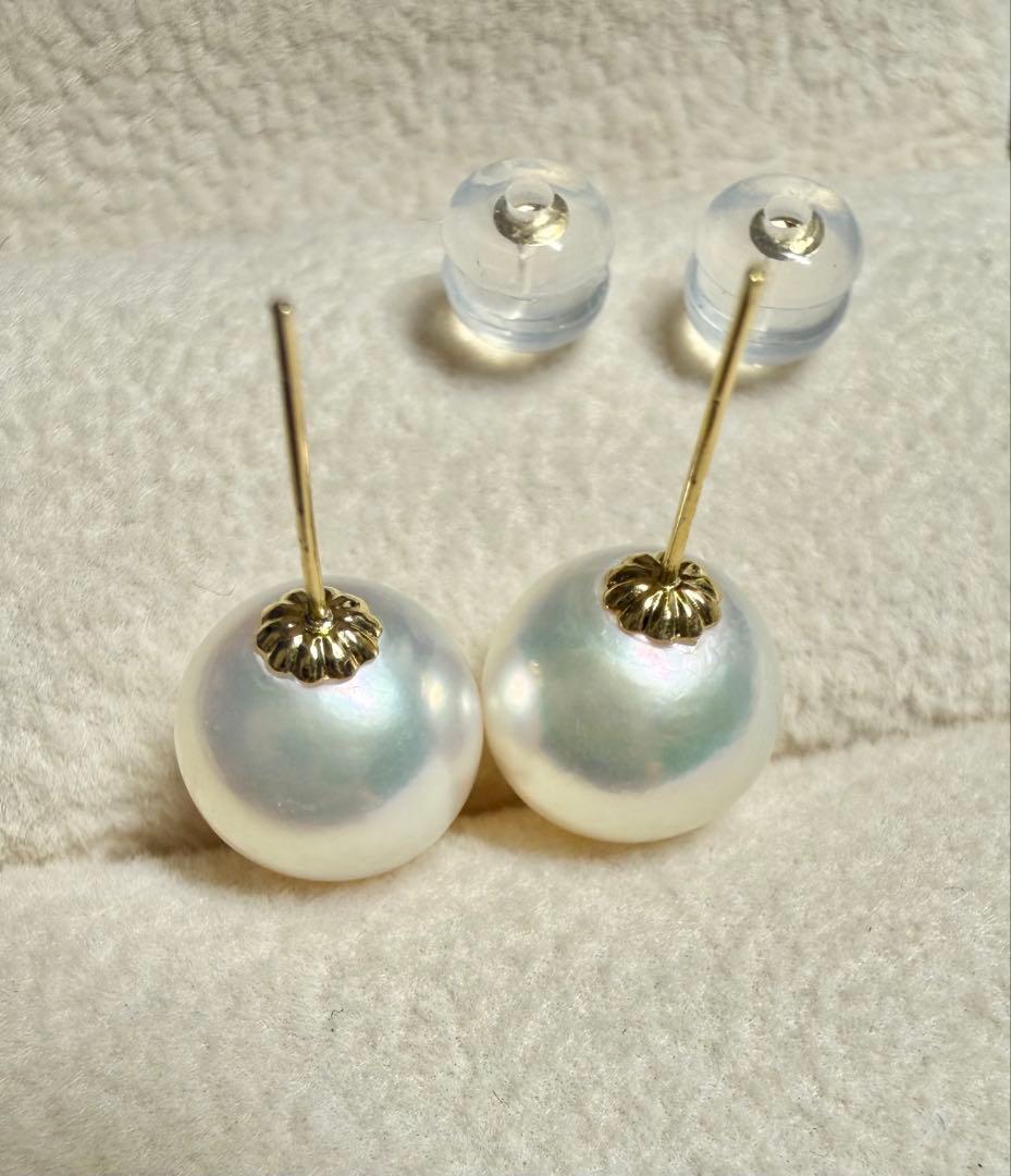 B608 アコヤ本真珠　18k金　ピアス　本物　海水 真珠　パール