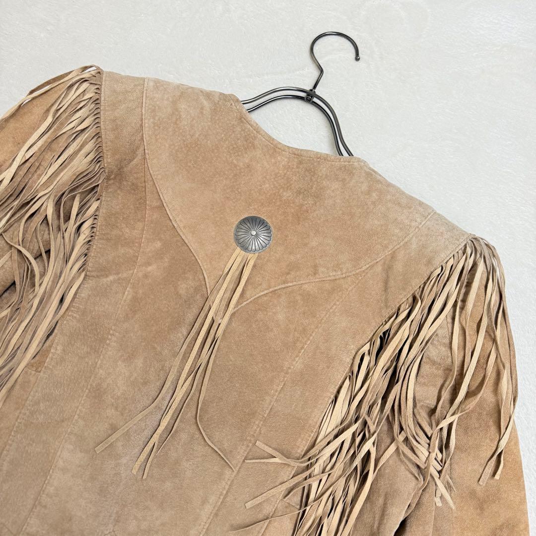 ヴィンテージ スエードレザー フリンジジャケット ウエスタン ショート丈