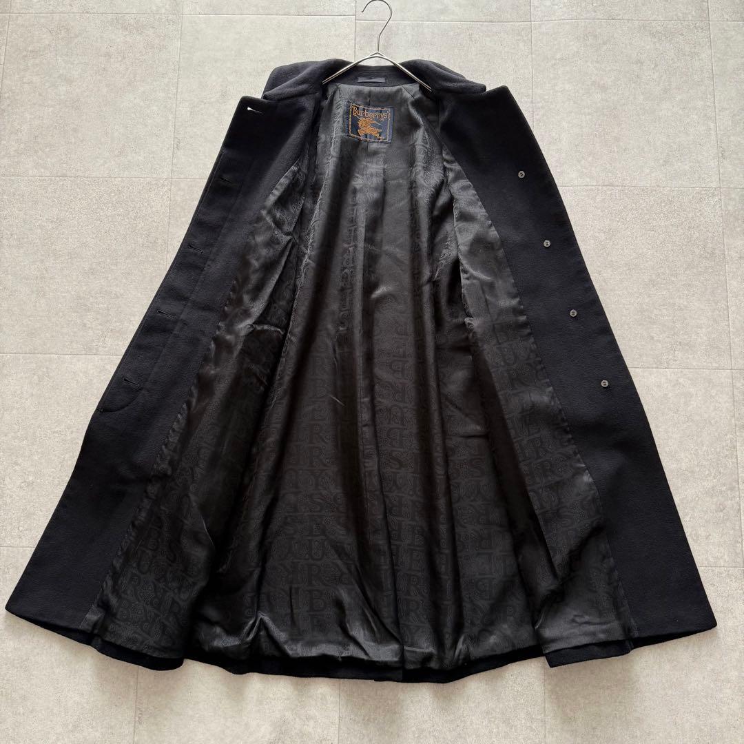 バーバリーズ　ロングコート　ロゴボタン　ホースロゴ　アンゴラ100％　黒　9